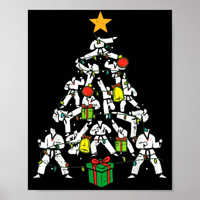 Poster Taekwondo Christmas Tree Xmas Martial Arts Karate  (Frente)