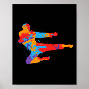 Poster Taekwondo Colorful Arts Men Crianças Meninas Kara