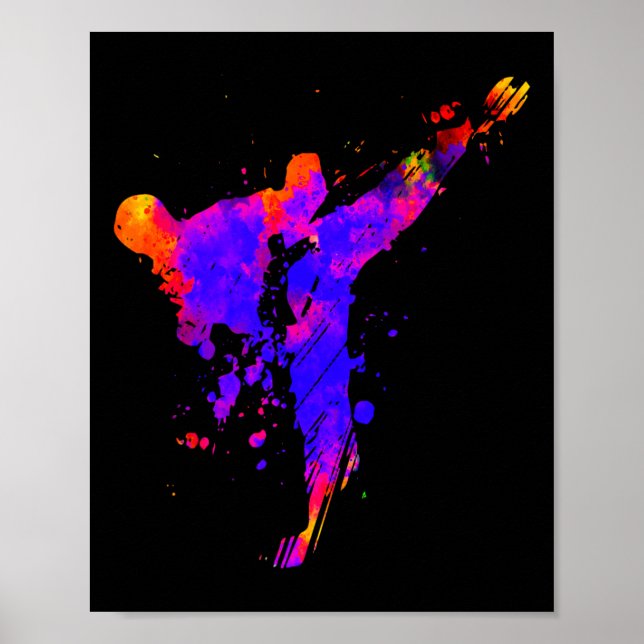 Poster Taekwondo Jiu Jitsu Paint Splatters Kids Jujitsu J (Frente)