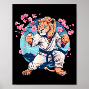 Poster Taekwondo Kung Fu Leão Flores de Sakura Artes Marc