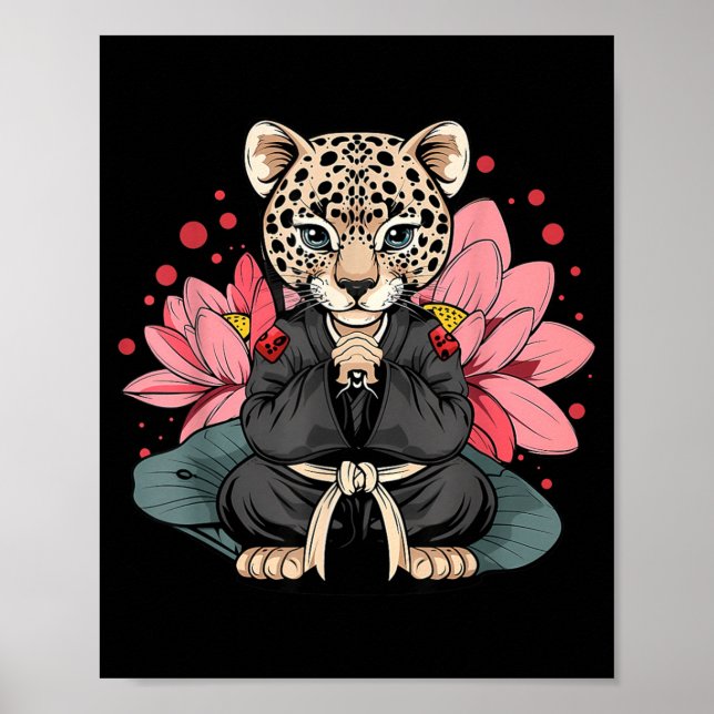 Poster Taekwondo Leopard Kickboxing Animall Jiu-Jitsu (Frente)