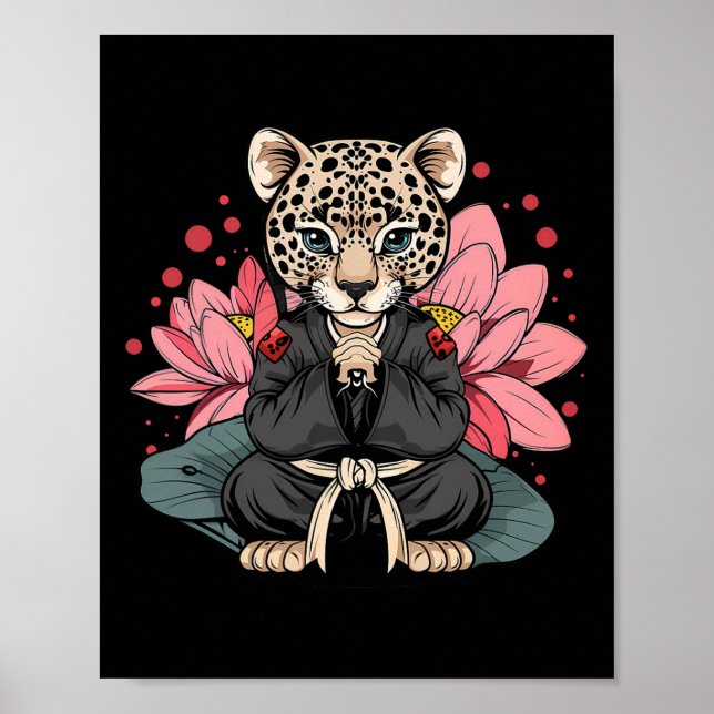 Poster Taekwondo Leopard Kickboxing Animall Jiu-jitsu Kun (Frente)