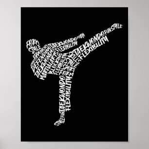 Poster Taekwondo Martirizam Tipografia Crianças Homens Me