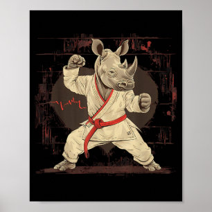 Poster Taekwondo Rhino Kickboxing Animall Jiu-Jitsu Kung