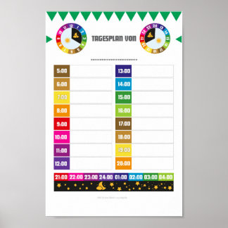 Poster Tagesplaner tägliche Routinen für Kinder ab 4