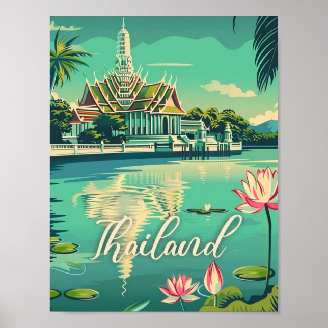 Poster Tailândia Vintage Familiar Viagem (Frente)