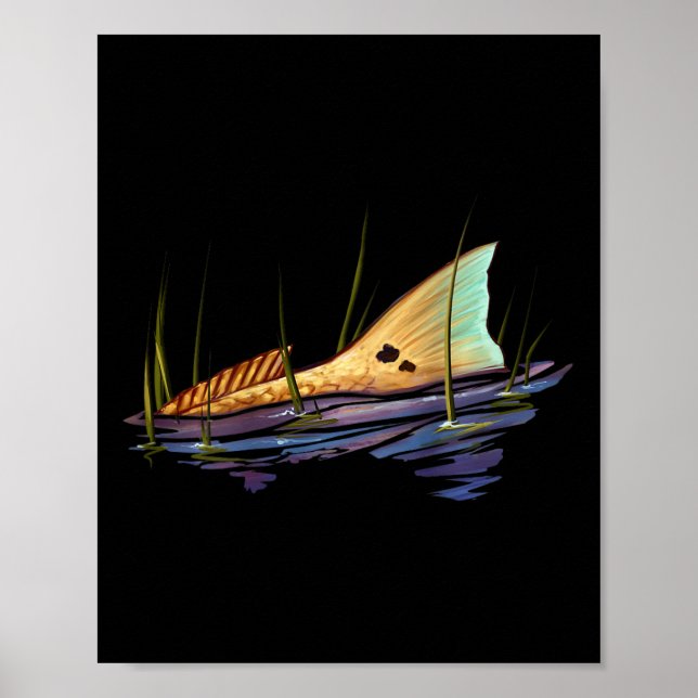 Poster Tailing Redfish Red Drum Fish Shirt Redfish Tail  (Frente)