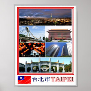 Poster Taipé - Taiwan - República da China - Mosaico -