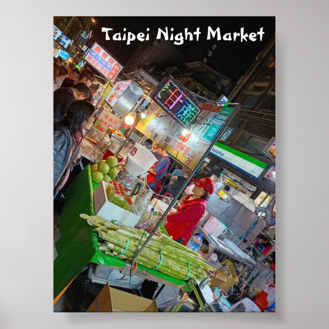 Poster Taipei Night Market Taiwanese Culture Travel (Frente)