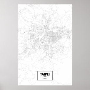 Pôster Taipei, Taiwan (black on white)