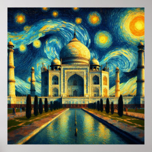 Poster Taj Mahal India Starry Night