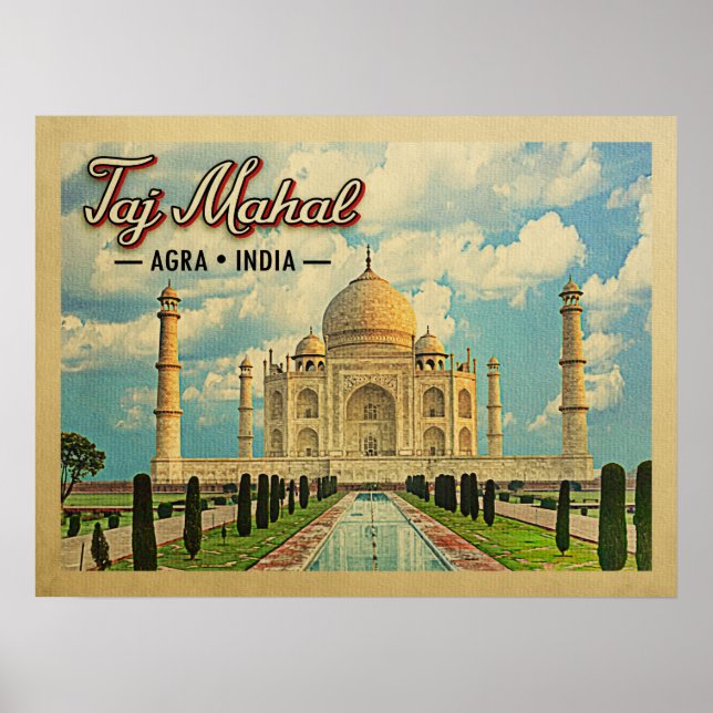 Poster Taj Mahal Viagens vintage Índia (Frente)