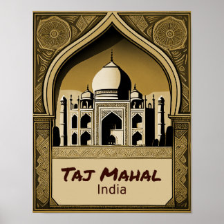 Poster Taj Mahal Vintage Design