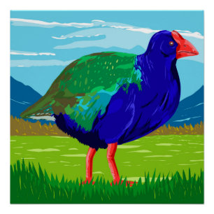Pôster Takahe nas montanhas Murchison em Fiordland WPA Ar