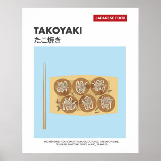 Poster Takoyaki, Octopus Ball, Viagem de Comida Japonês