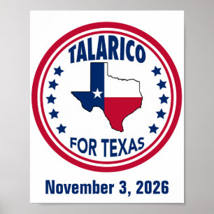 Poster Talarico para Eleição Vermelho Branco Azul do Texa