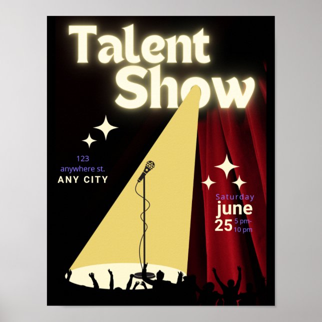 Poster Talent Show FLyer, Show Flyer, Talent Concurso (Frente)