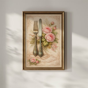 Poster Talheres Florais Vintage