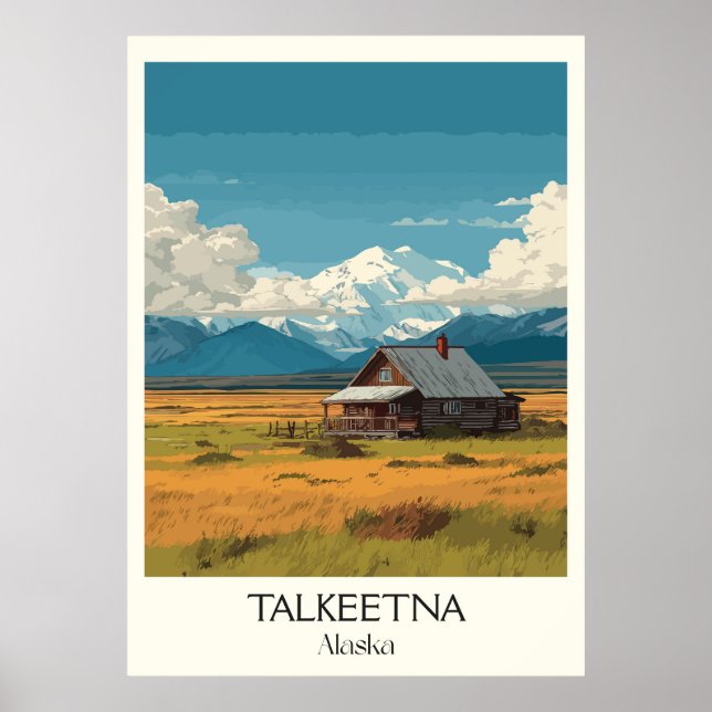 Poster Talkeetna Alaska Cabin Mountain Landscape (Frente)