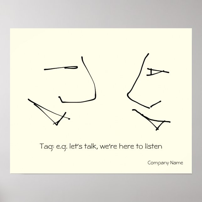 Pôster Talking Head, logo de arte de linha de duas cabeça (Frente)