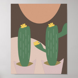 Poster Tall Cactus Plant Potted Bohemian Shapes Wall Art
