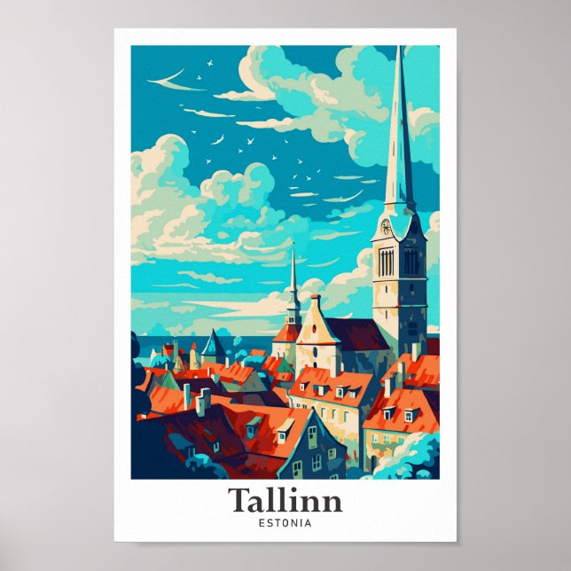 Poster Tallin Estônia - Ilustração de arte Viagem (Frente)