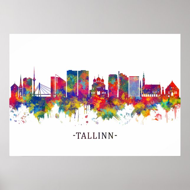 Poster Tallinn Estônia Skyline (Frente)