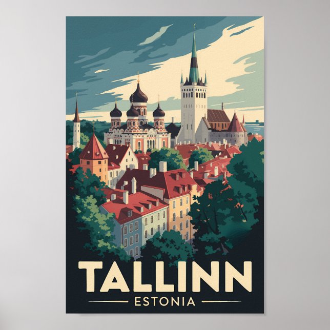 Poster Tallinn Estônia Viagem Art Vintage (Frente)