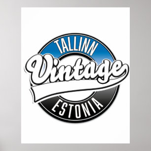 Poster Tallinn Estonia vintage logo