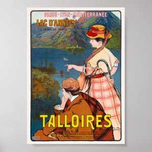 Poster Talloires. Lago D'annecy Cartaz Antigo 1910