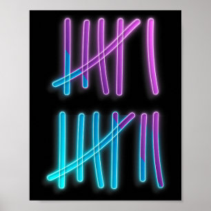 Poster Tally Marks 67 Meme Colorido Contando 6 7 Brainrot