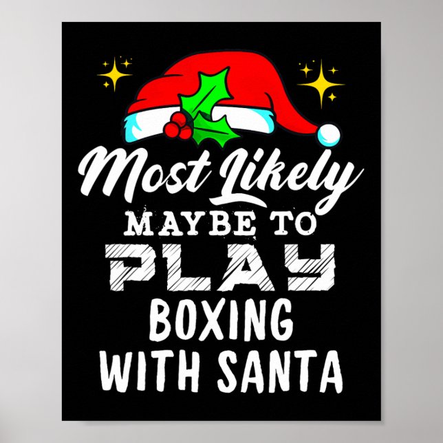 Poster Talvez Jogar Boxing Com Papais noeis Engraçado (Frente)