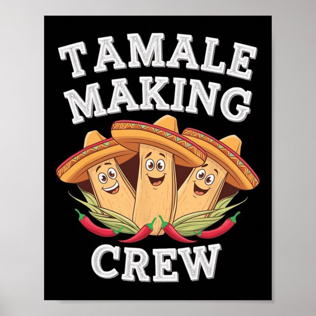 Poster Tamale Fazer Crew Engraçado Pijama de Natal Mexica (Frente)
