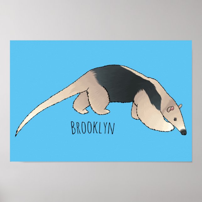 Poster Tamandua ilustração de desenho animado (Frente)