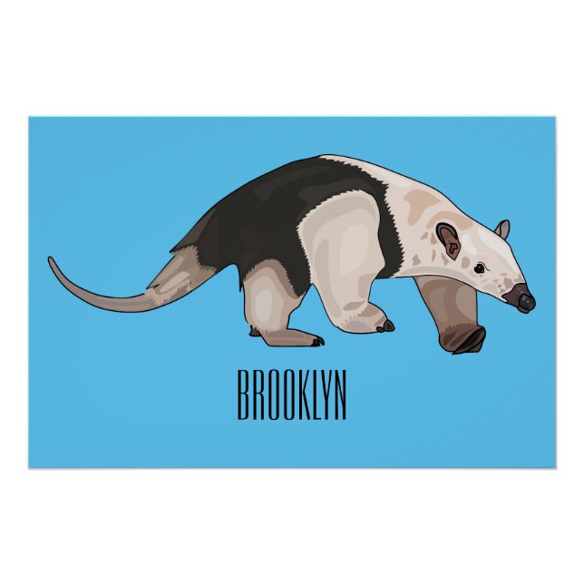 Pôster Tamandua ilustração de desenho animado (Frente)