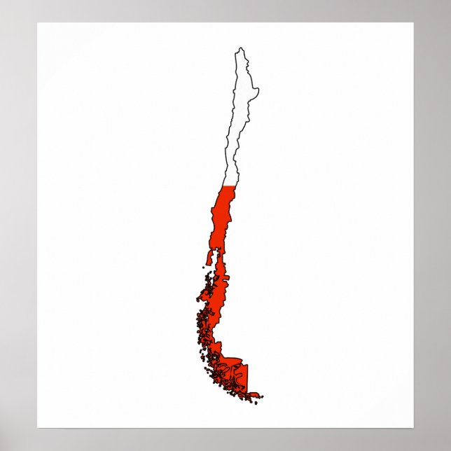 Pôster Tamanho do cheio do Mapa de Sinalizador do Chile (Frente)