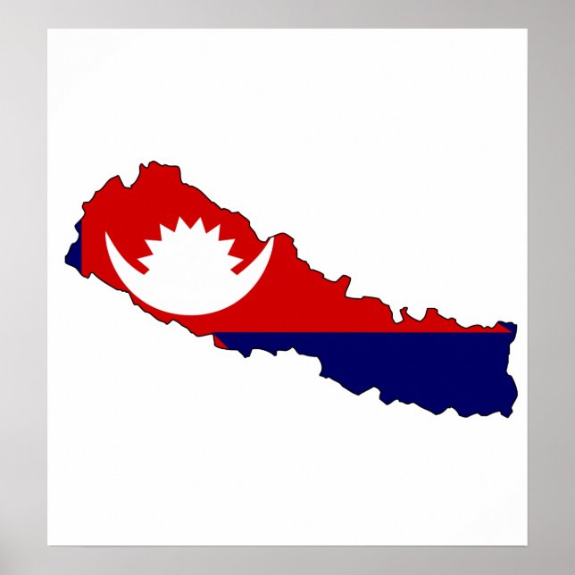 Pôster Tamanho do cheio do Mapa de Sinalizador do Nepal (Frente)