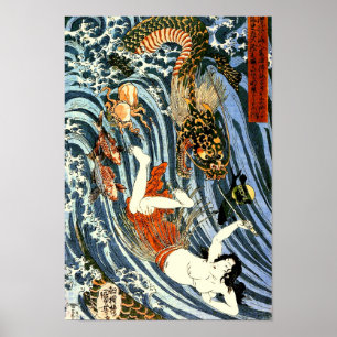 Pôster Tamatori & belas artes do japonês de Kuniyoshi do