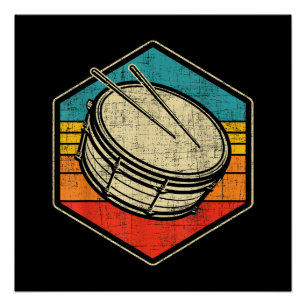Pôster Tambor de Snare da Vintage Retroativa - Linha de t