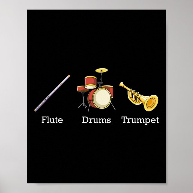 Poster Tambores De Fluxo Trumpete E Instrumentos Sutil An (Frente)