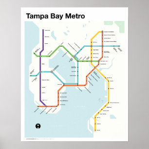 Poster Tampa Bay Metro - Mapa do Metrô Fantasy, Tampa, F
