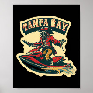 Poster Tampa Bay Pirata Flórida Jetski Barco Engraçado Ga