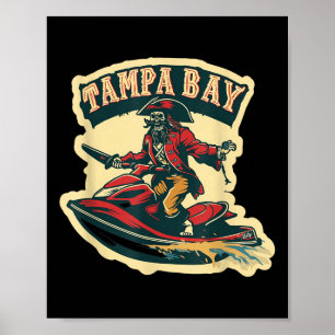 Poster Tampa Bay Pirata Jetski Florida Barco Engraçado Ga