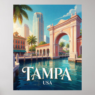 Poster Tampa Florida Orla Skyline Viagem