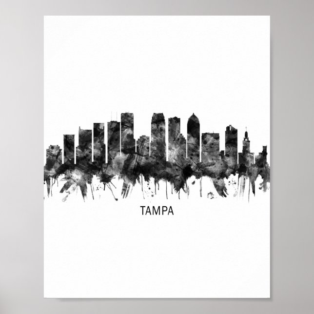 Poster Tampa Florida Skyline BW (Frente)