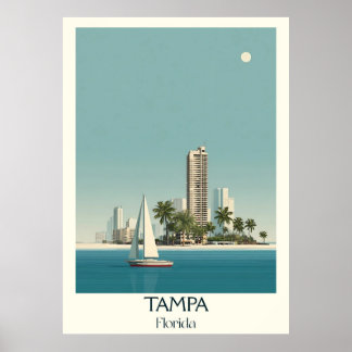 Poster Tampa Florida Vintage Skyline Bay Viagem Art