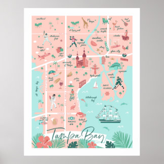 Poster Tampa Map Impressão, 22"x28"