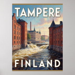 Poster Tampere Finlândia Tammerkoski Corredeiras Cena de