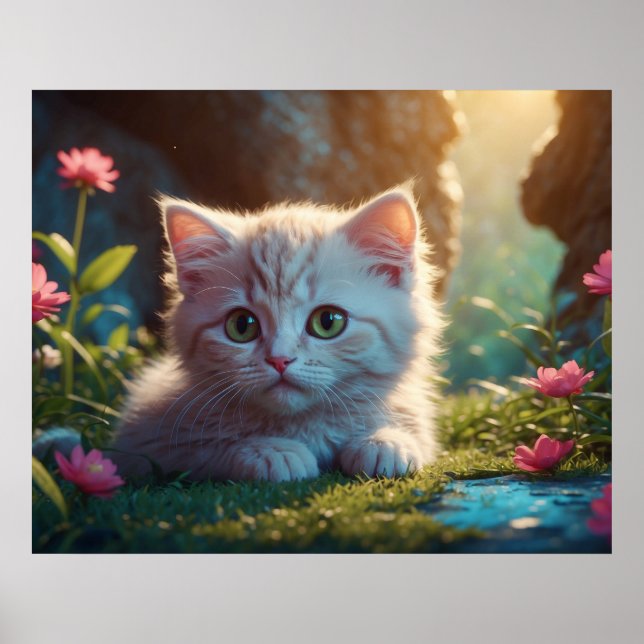 Poster *~* Tan Gatinho AP68 5:4 Fluffy Feline Kitten (Frente)