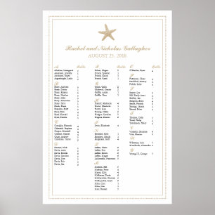 Poster Tan Sand Graceful Starfish 24 x 36 Seating Chart